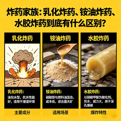 武陟炸药家族：乳化炸药、铵油炸药、水胶炸药到底有什么区别？